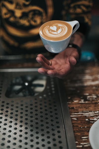 A cup of coffee in one's hand
